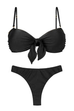 Cargar imagen en el visor de la galería, Product Front: Rio De Sol Conjunto Set Shimmer-Black Bandeau-No Nice-Fio