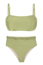Cargar imagen en el visor de la galería, Product Front: Rio De Sol Conjunto Set Oliva Bandeau-Reto Hotpants