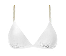 Cargar imagen en el visor de la galería, Product Front: Rio De Sol Sostén Top Shimmer-White Tri-Fixo