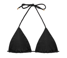 Cargar imagen en el visor de la galería, Product Front: Rio De Sol Sostén Top Shimmer-Black Tri-Rope