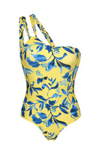 Cargar imagen en el visor de la galería, Product Front: Rio De Sol Una Pieza Lemon Flower One Shoulder