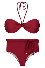 Cargar imagen en el visor de la galería, Product Front: Rio De Sol Conjunto Set Shimmer-Divino Twist Belted-High-Waist