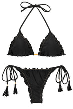 Cargar imagen en el visor de la galería, Product Front: Rio De Sol Conjunto Set Shimmer-Black Frufru-Fio
