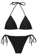 Cargar imagen en el visor de la galería, Product Front: Rio De Sol Conjunto Set Shimmer-Black Tri-Rope Cheeky-Rope