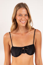 Cargar imagen en el visor de la galería, Gallery: Rio De Sol Sostén Top Shimmer-Black Balconet-Tie
