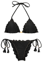 Cargar imagen en el visor de la galería, Product Front: Rio De Sol Conjunto Set Shimmer-Black Frufru