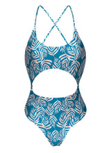 Cargar imagen en el visor de la galería, Product Front: Rio De Sol Una Pieza Palms-Blue Ivy
