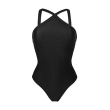 Cargar imagen en el visor de la galería, Product Front: Rio De Sol Una Pieza Shimmer-Black High-Neck

