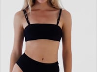 Cargar y reproducir el video en el visor de la galería, Video: Rio De Sol Sostén Top Shimmer-Black Bandeau-Reto
