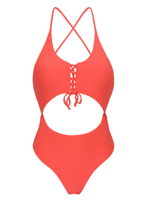 Product Front: Rio De Sol Una Pieza Dots-Tabata Ivy Strap