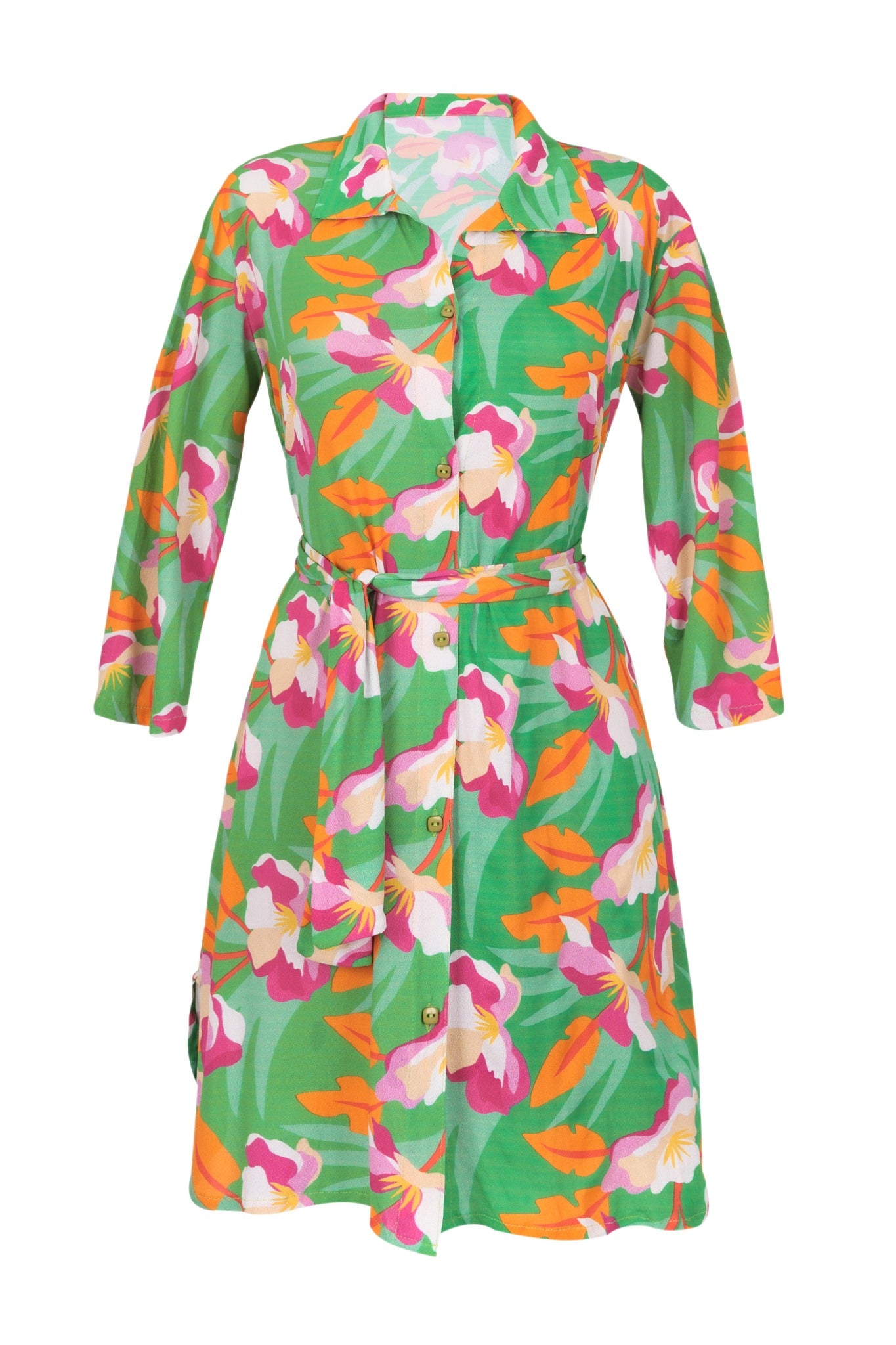 Product Front: Rio De Sol Vestido Camidero Green Bloom Chemise