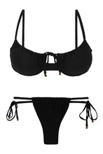 Cargar imagen en el visor de la galería, Product Front: Rio De Sol Conjunto Set Dots-Black Balconet-Tie Pipa
