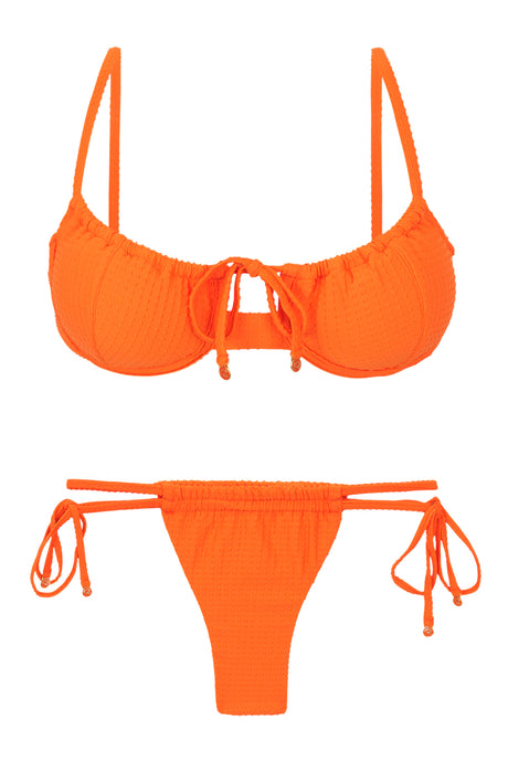 Product Front: Rio De Sol Conjunto Set Dots-Orange Balconet-Tie Pipa