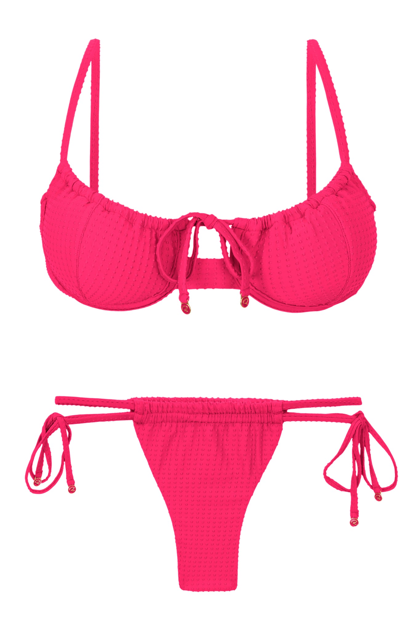 Product Front: Rio De Sol Conjunto Set Dots-Virtual-Pink Balconet-Tie Pipa