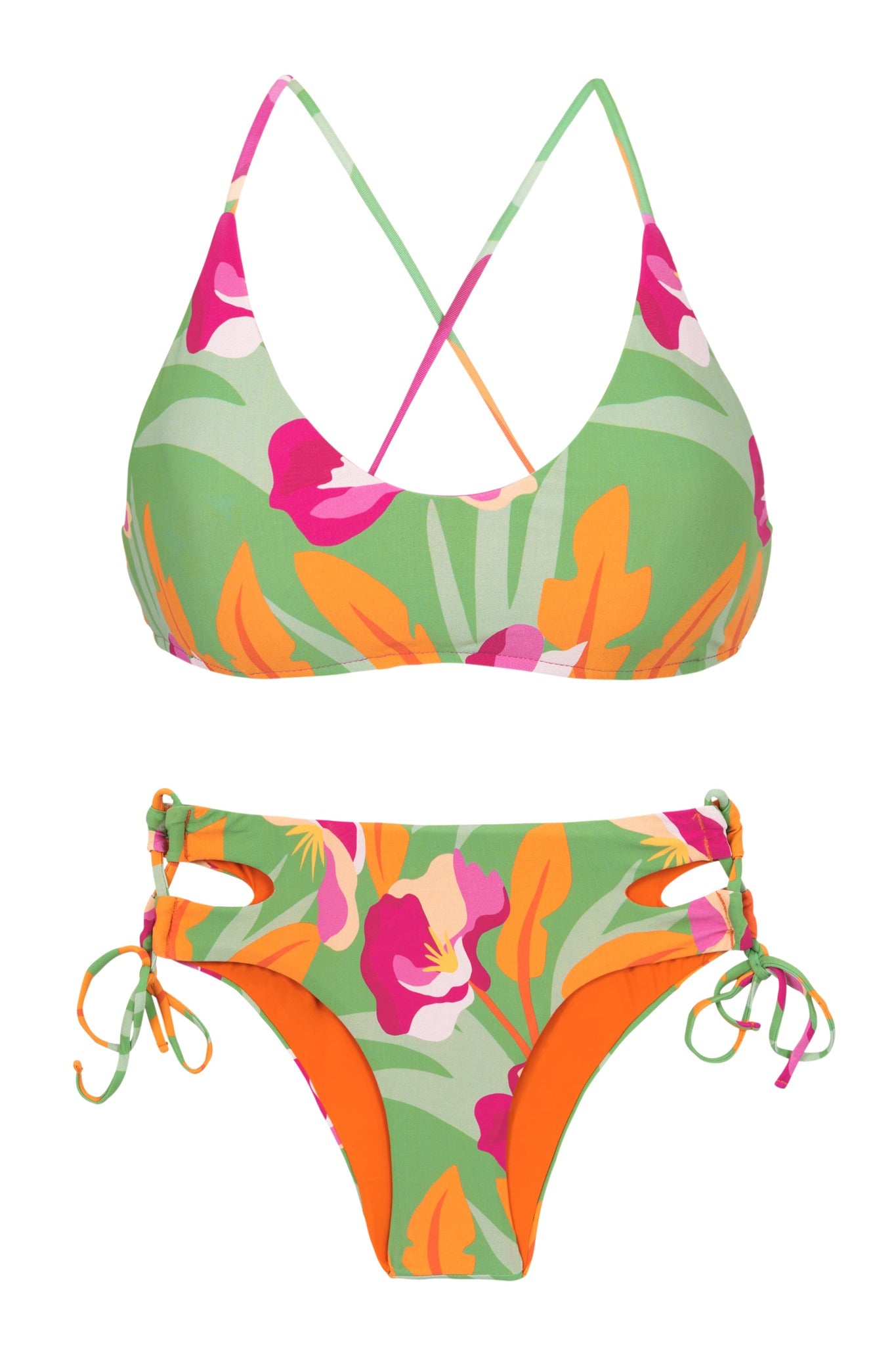 Product Front: Rio De Sol Conjunto Set Green-Bloom Bralette Madrid
