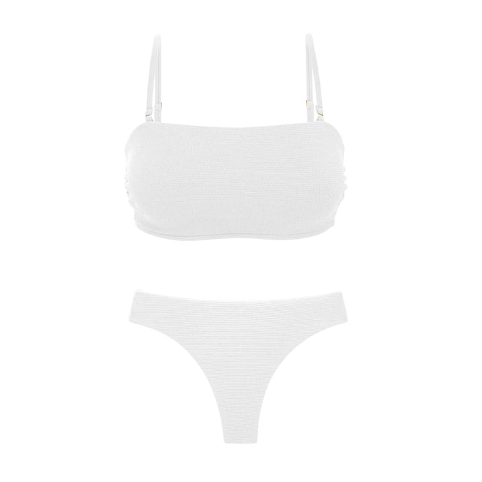 Product Front: Rio De Sol Conjunto Set Sand-White Bandeau-Reto Nice-Fio