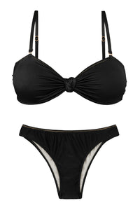 Product Front: Rio De Sol Conjunto Set Shimmer-Black Bandeau-Joy Essential