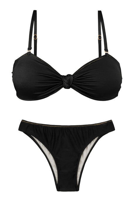 Product Front: Rio De Sol Conjunto Set Shimmer-Black Bandeau-Joy Essential
