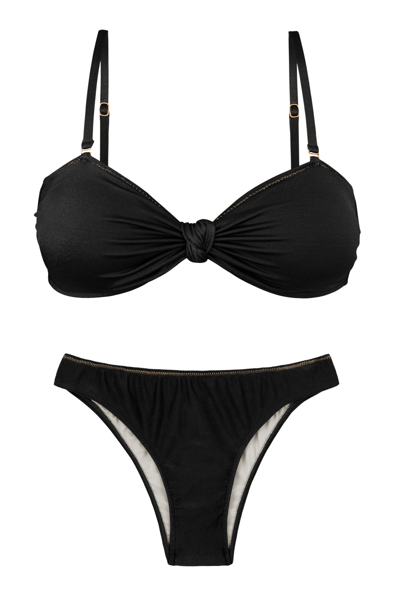 Product Front: Rio De Sol Conjunto Set Shimmer-Black Bandeau-Joy Essential