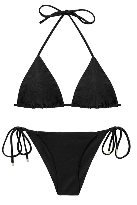 Product Front: Rio De Sol Conjunto Set Shimmer-Black Tri-Inv Cheeky-Tie