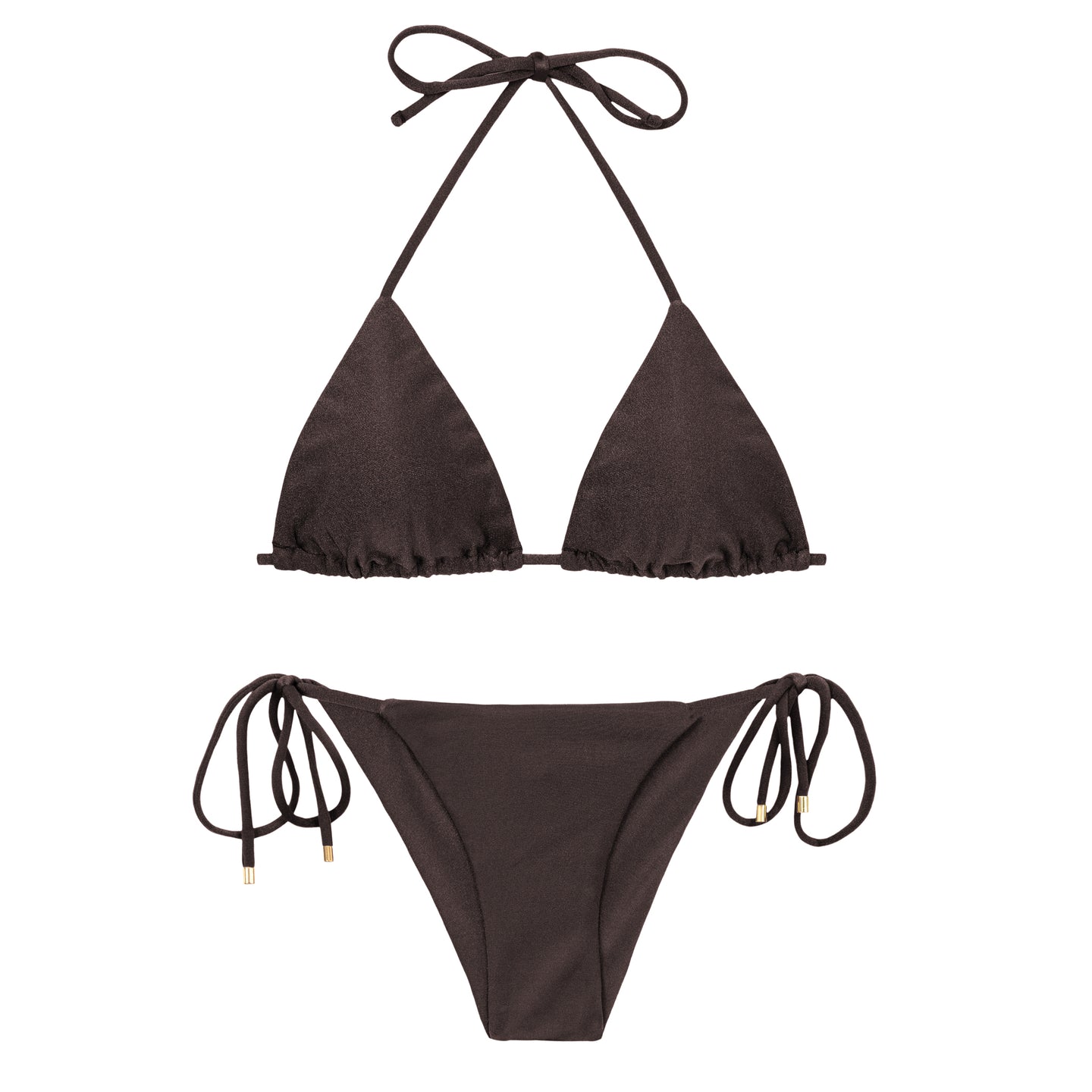 Product Front: Rio De Sol Conjunto Set Shimmer-Coffee Tri-Inv Cheeky-Tie