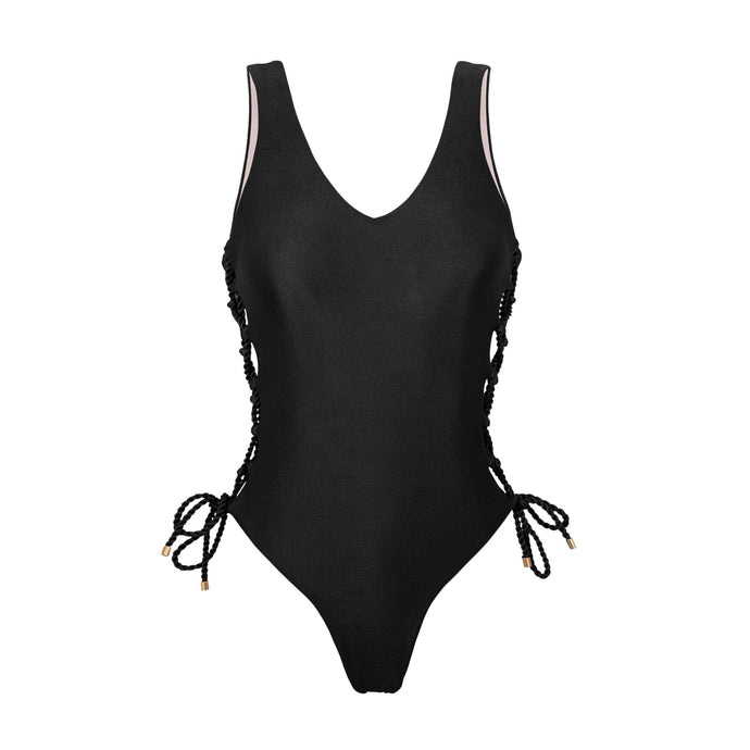 Product Front: Rio De Sol Una Pieza Shimmer-Black Zoe