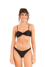 Cargar imagen en el visor de la galería, Model Front: Rio De Sol Sostén Top Shimmer-Black Bandeau-Joy
