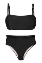 Cargar imagen en el visor de la galería, Set Shimmer-Black Bandeau-Reto Hotpants
